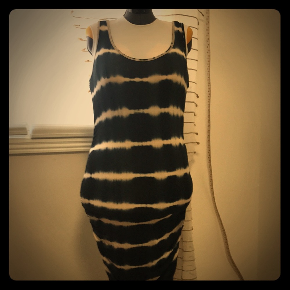 Dark blue/tan, soft, knee length top dress NWT